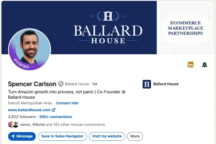 Spencer, Ballard Products LinkedIn testimonial screenshot